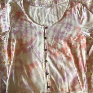 Tie dye ribbed cropped shirt
